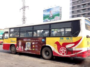 Mega We Care quảng cáo trên xe bus tại TPHCM - Hà Nội - Thái Bình 2018