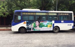 Mega We Care quảng cáo trên xe bus tại TPHCM - Hà Nội - Thái Bình 2018