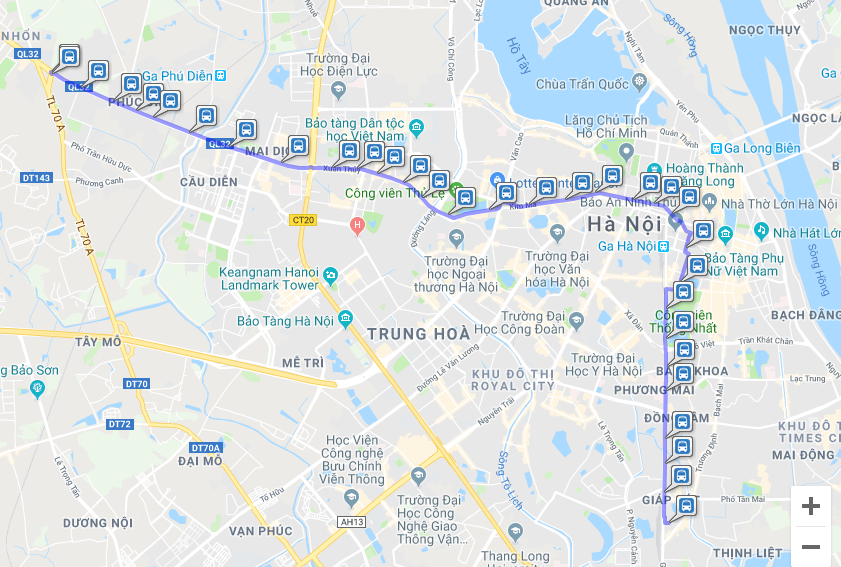 Lộ trình xe bus tuyến 32 tại Hà Nội