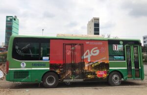 Siêu Sim 4G Up Vietnamobile quảng cáo xe bus Bình Dương, Cần Thơ, Đồng Nai, TPHCM