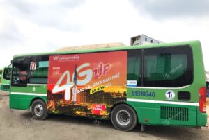 Siêu Sim 4G Up Vietnamobile quảng cáo xe bus Bình Dương, Cần Thơ, Đồng Nai, TPHCM
