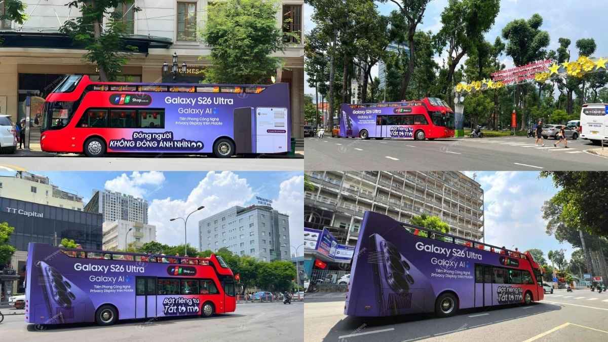 Roadshow Samsung Galaxy S26 Ultra tạo điểm nhấn trực quan trên các tuyến đường trung tâm TP.HCM
