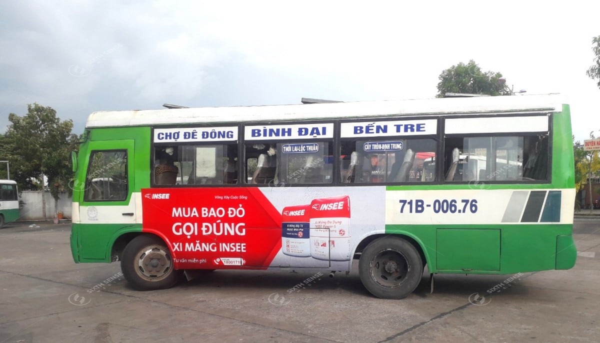 Xi măng INSEE quảng cáo xe bus tại Bến Tre